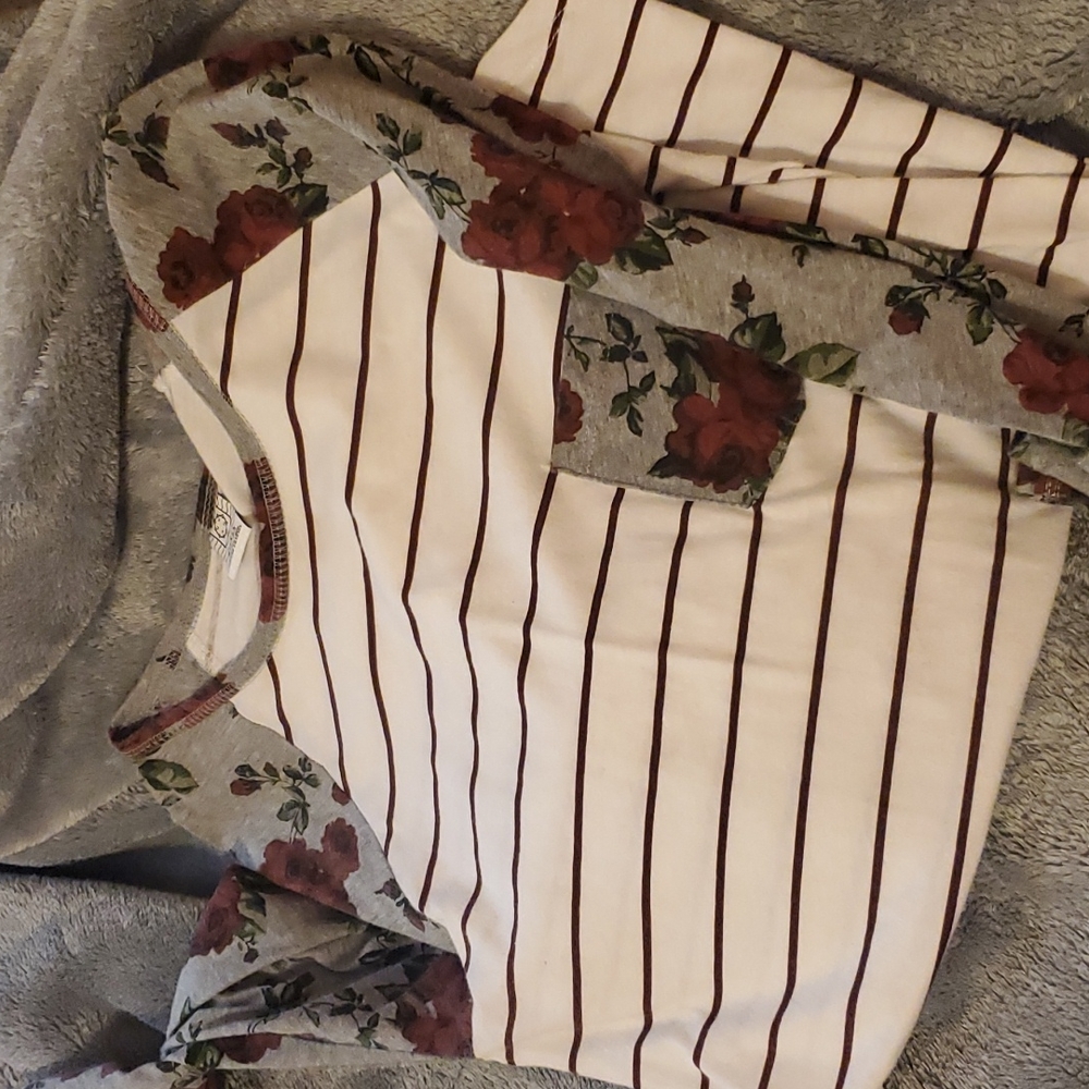 Flower and stripes jersey top